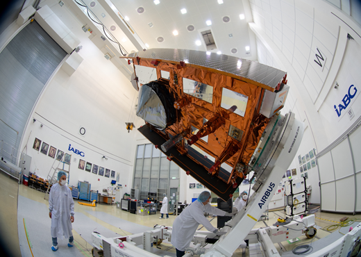 The Copernicus Sentinel-6 Michael Freilich satellite in the cleanroom at IABG’s facilities in Germany on 17 July 2020.