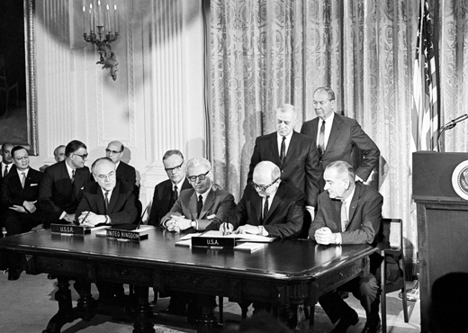 The signing of the Outer Space Treaty