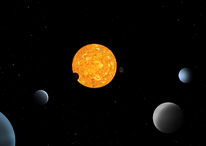 Artist impression of the TOI-178 planetary system