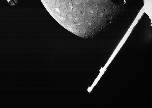 BepiColombo captured this view of Mercury on Oct. 1, 2021, as the spacecraft flew past the planet for a gravity assist maneuver