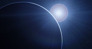Der Exoplanet KELT-9b schieb sich deutlich vor seinen Mutterstern