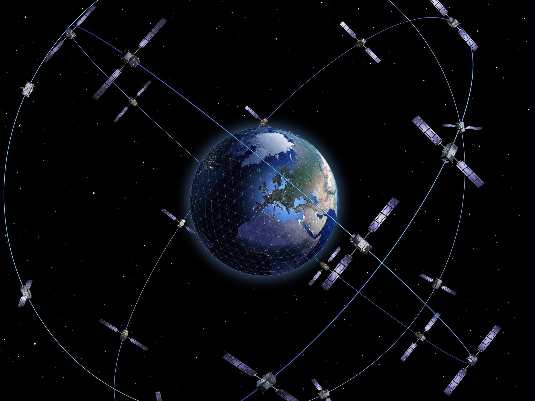 a constellation of 28 satellites orbiting in three orbital planes