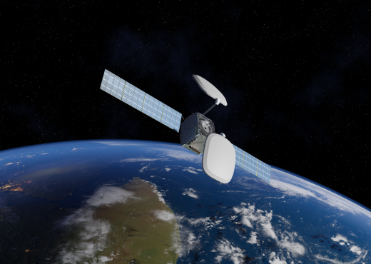 Satellit im Weltall kreist um die Erde