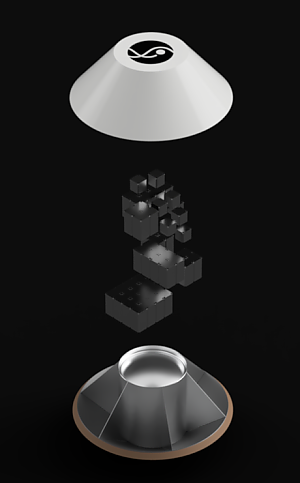 Microgravity Vehikel Rendering mit dem Firmenlogo