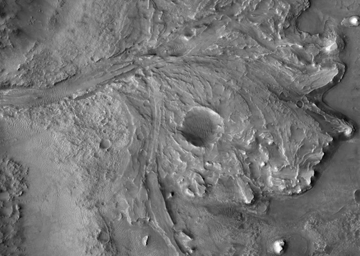 HiRISE camera images from the landing zone Jezero crater