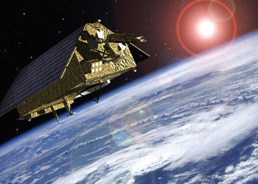 Der Umweltsatellit Sentinel-6 wird die Meeresspiegelhöhen vermessen. 