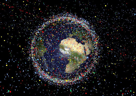 Verteilung des Weltraumschrotts im Orbit der Erde