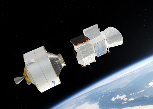 Artist’s impression of the upper stage and payload launch adapter separating from the BepiColombo spacecraft stack about 30 minutes after launch